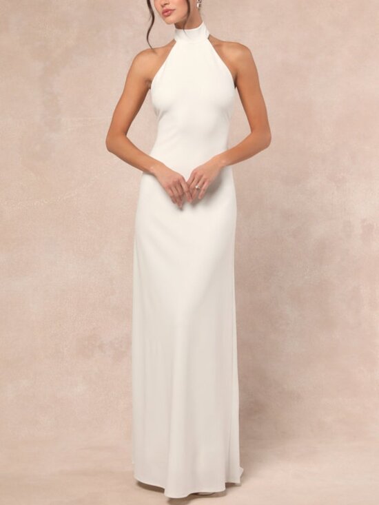 Lulus Dresses & Skirts - Lulus Alaura White Backless Halter Maxi Dress - Size S
